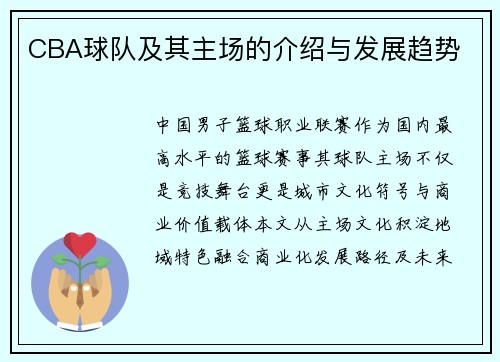 CBA球队及其主场的介绍与发展趋势